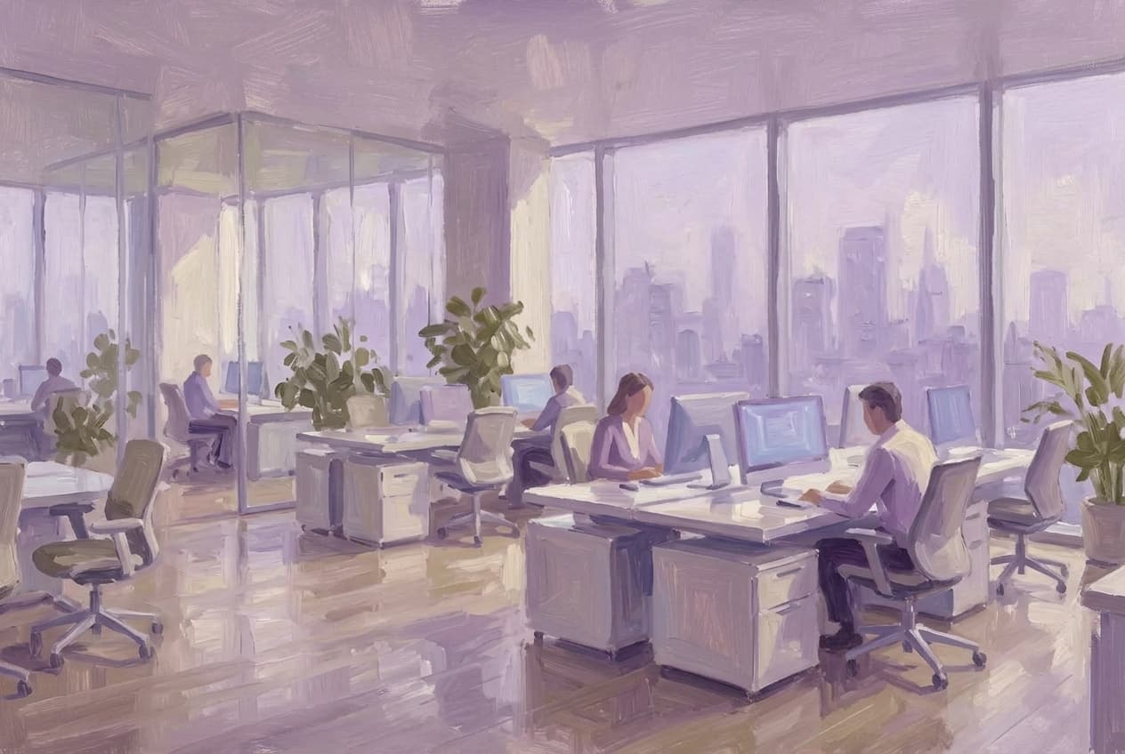 A painted scene of a company mapping itself